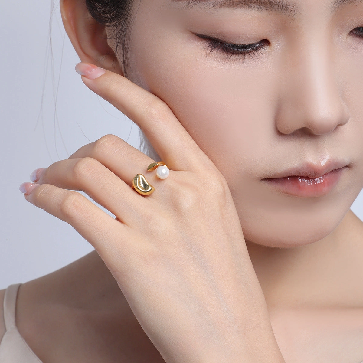Wholesale Pearl Geometric Rings