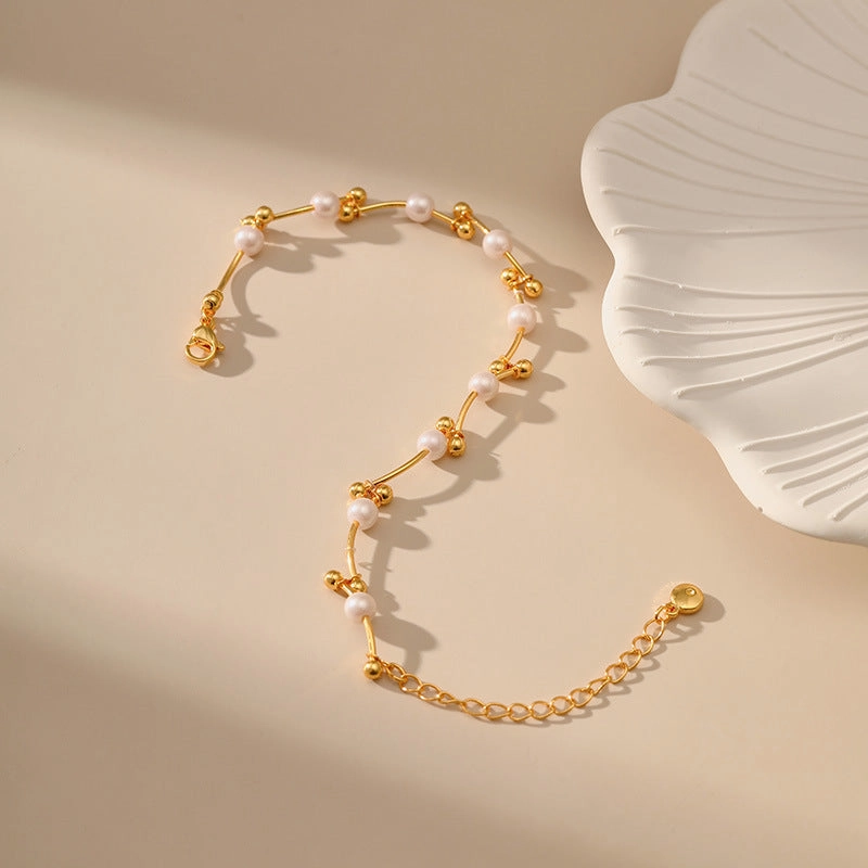 Wholesale Pearl Gold Ball Copper Bracelet