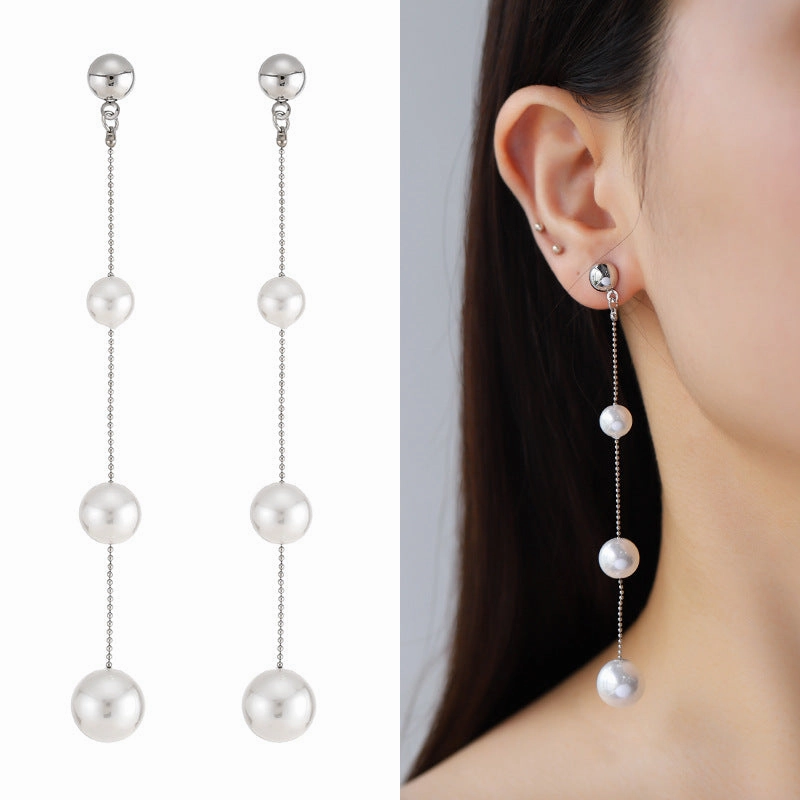 Wholesale Pearl Long Copper Earrings