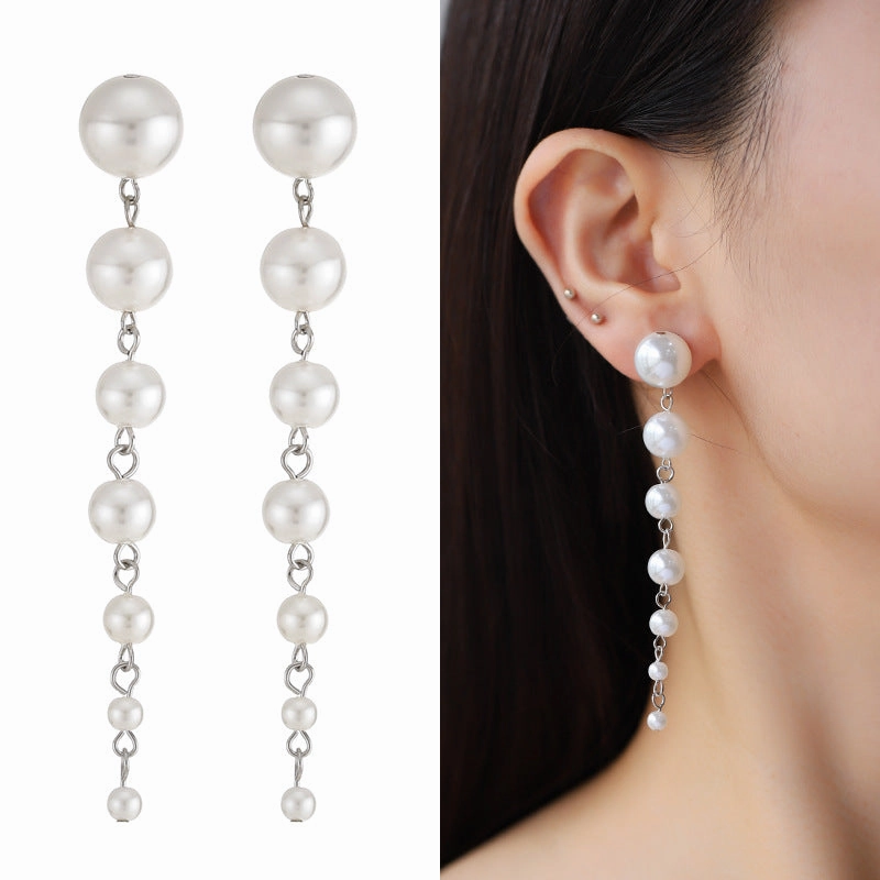Wholesale Pearl Long Copper Earrings