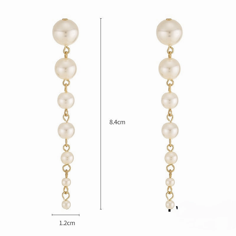 Wholesale Pearl Long Copper Earrings