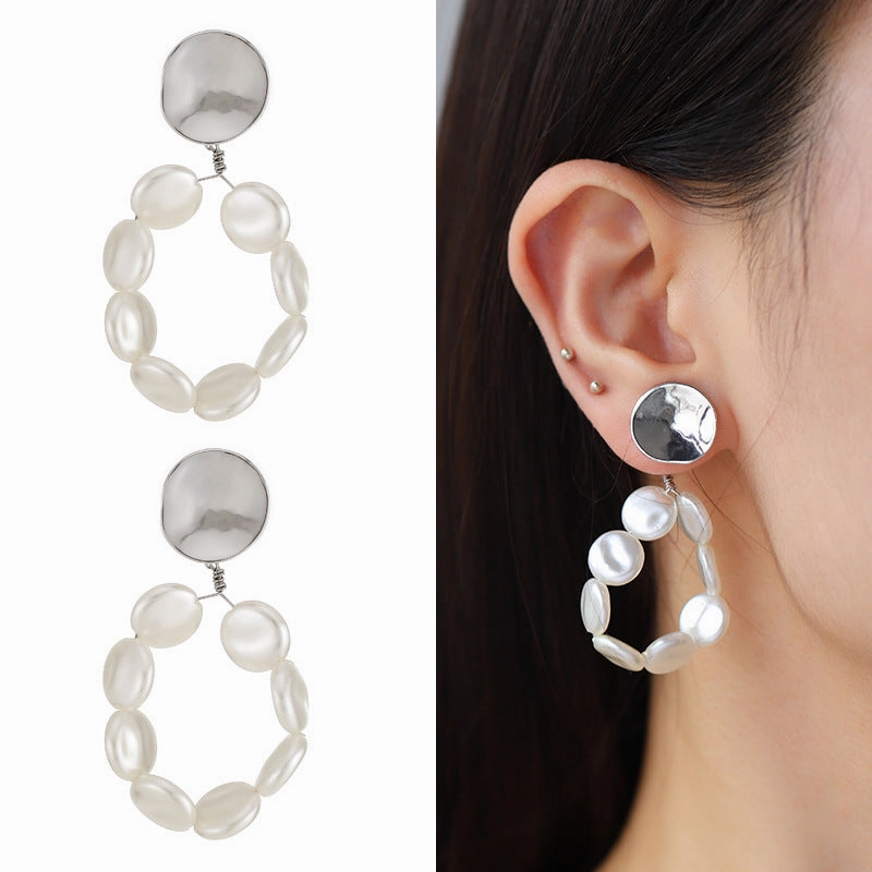 Wholesale Pearl Long Copper Earrings
