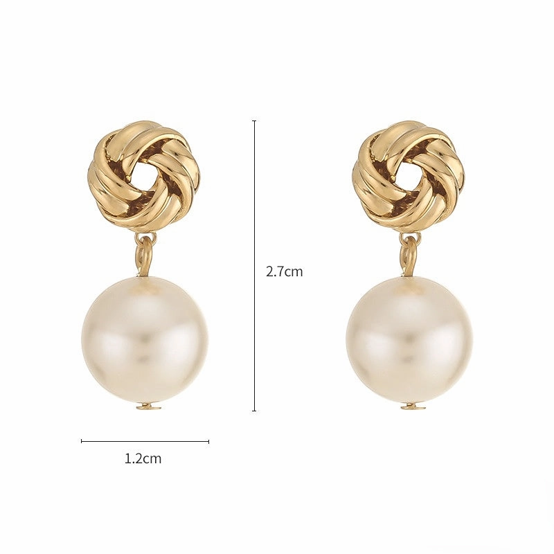 Wholesale Pearl Long Copper Earrings