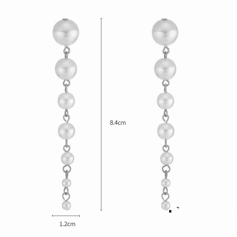Wholesale Pearl Long Copper Earrings