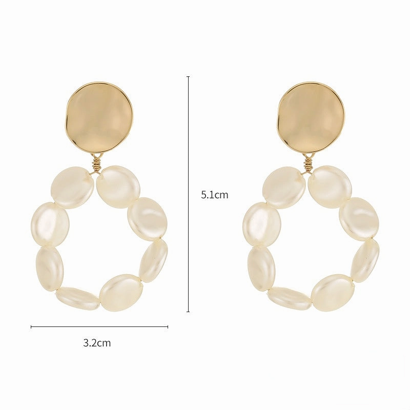 Wholesale Pearl Long Copper Earrings