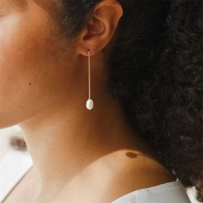 Wholesale Pearl Long Length Stainless Steel Earrings