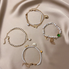Wholesale Pearl Love Heart  Dreamcatcher Alloy Bracelet