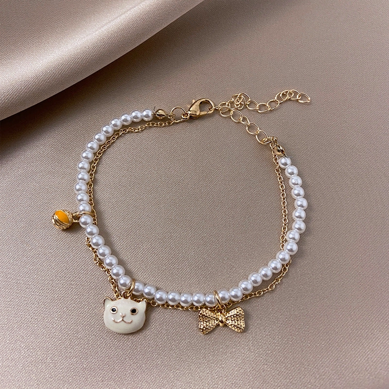 Wholesale Pearl Love Heart  Dreamcatcher Alloy Bracelet