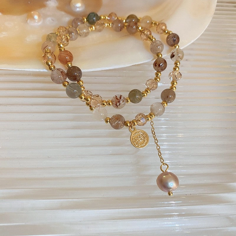 Wholesale Pearl Natural Stone Double Wrap Stretch Bracelet