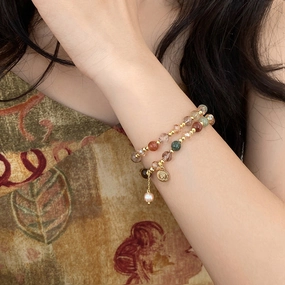 Wholesale Pearl Natural Stone Double Wrap Stretch Bracelet