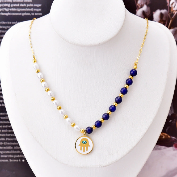 Wholesale Pearl Necklace Set Titanium Steel Clavicle Chain Bracelet Earrings Three Piece Set