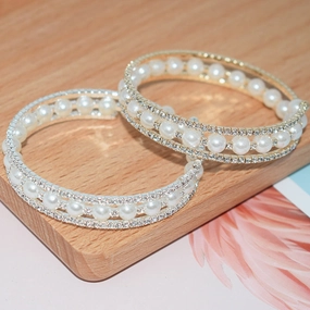 Wholesale Pearl Rhinestone Open Bracelet