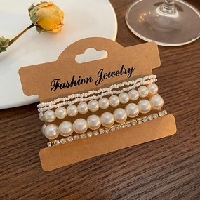 Wholesale Pearl Rice Bead Rhinestone Set of 5 Bracelet