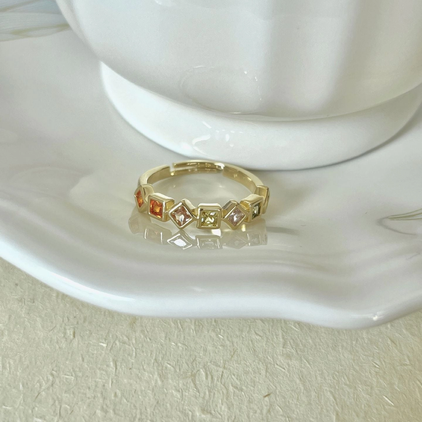 Wholesale Pearl Ring Adjustable Mother of Pearl Vintage Copper Ring