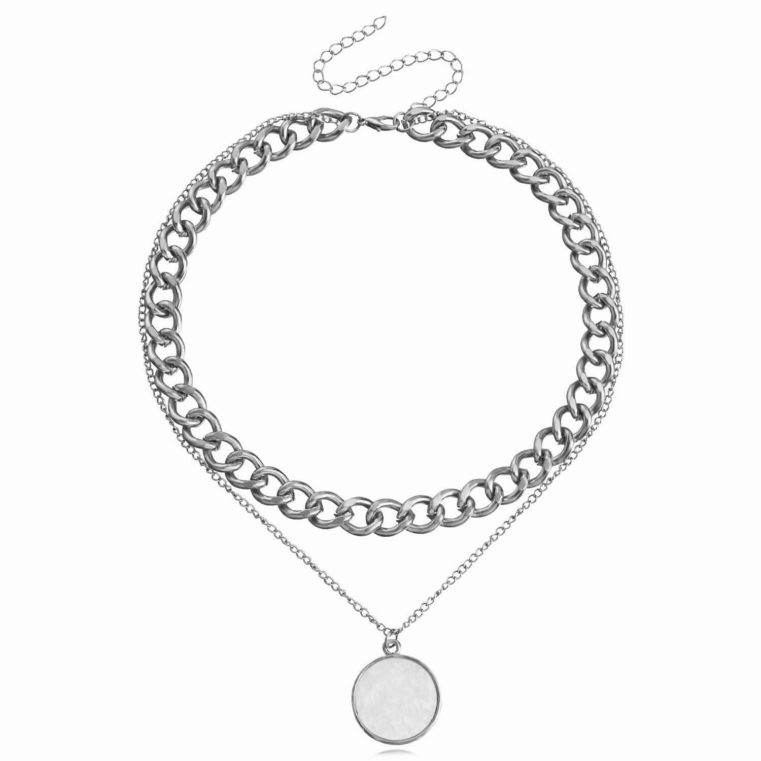 Wholesale Pearl Splicing Chain Imitation Fritillaria Pendant Alloy Necklace