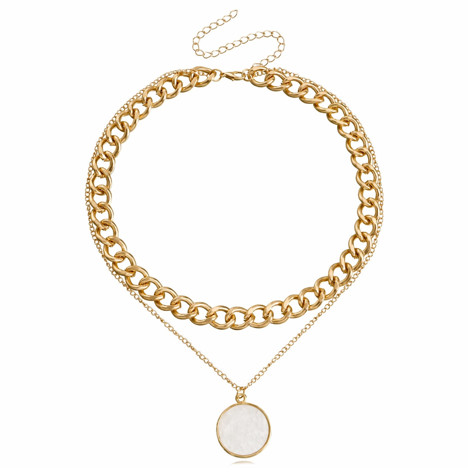 Wholesale Pearl Splicing Chain Imitation Fritillaria Pendant Alloy Necklace