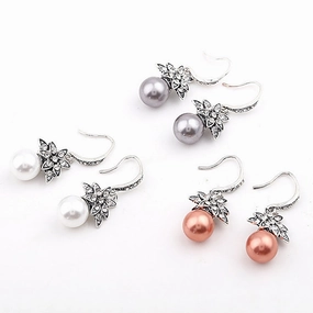 Wholesale Pearl Sunflower Copper Earrings