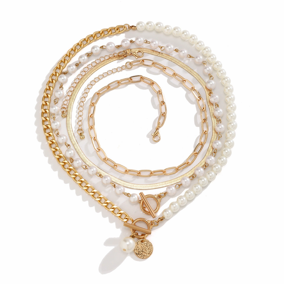 Wholesale Pearl Tassel Layered Alloy Necklaces