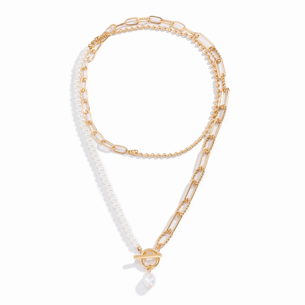 Wholesale Pearl Tassel Layered Alloy Necklaces