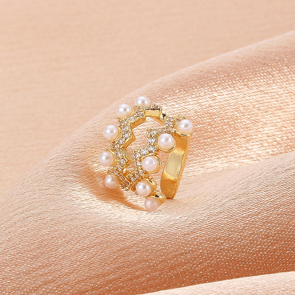 Wholesale Pearl Zircon Copper Earrings