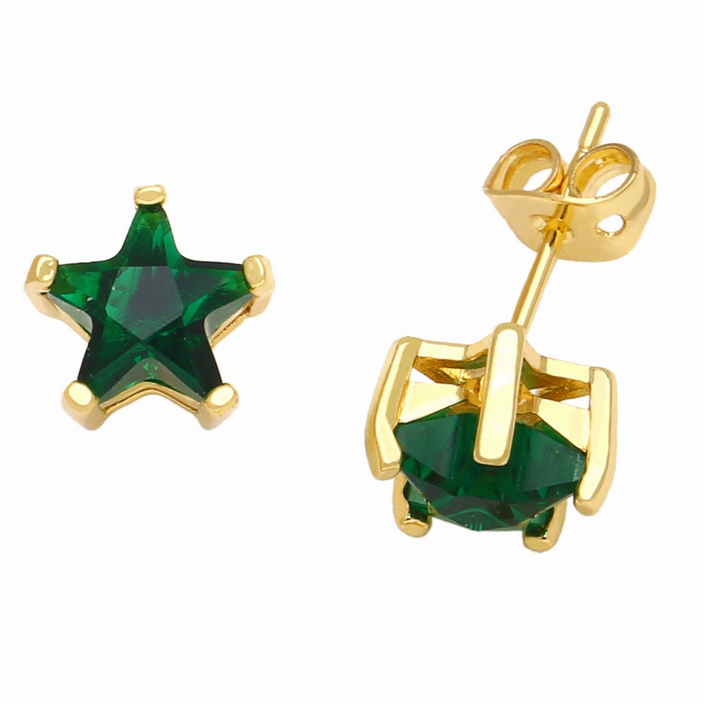 Wholesale Pentagram Copper Ear Studs