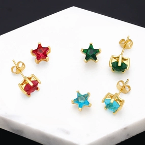 Wholesale Pentagram Copper Ear Studs