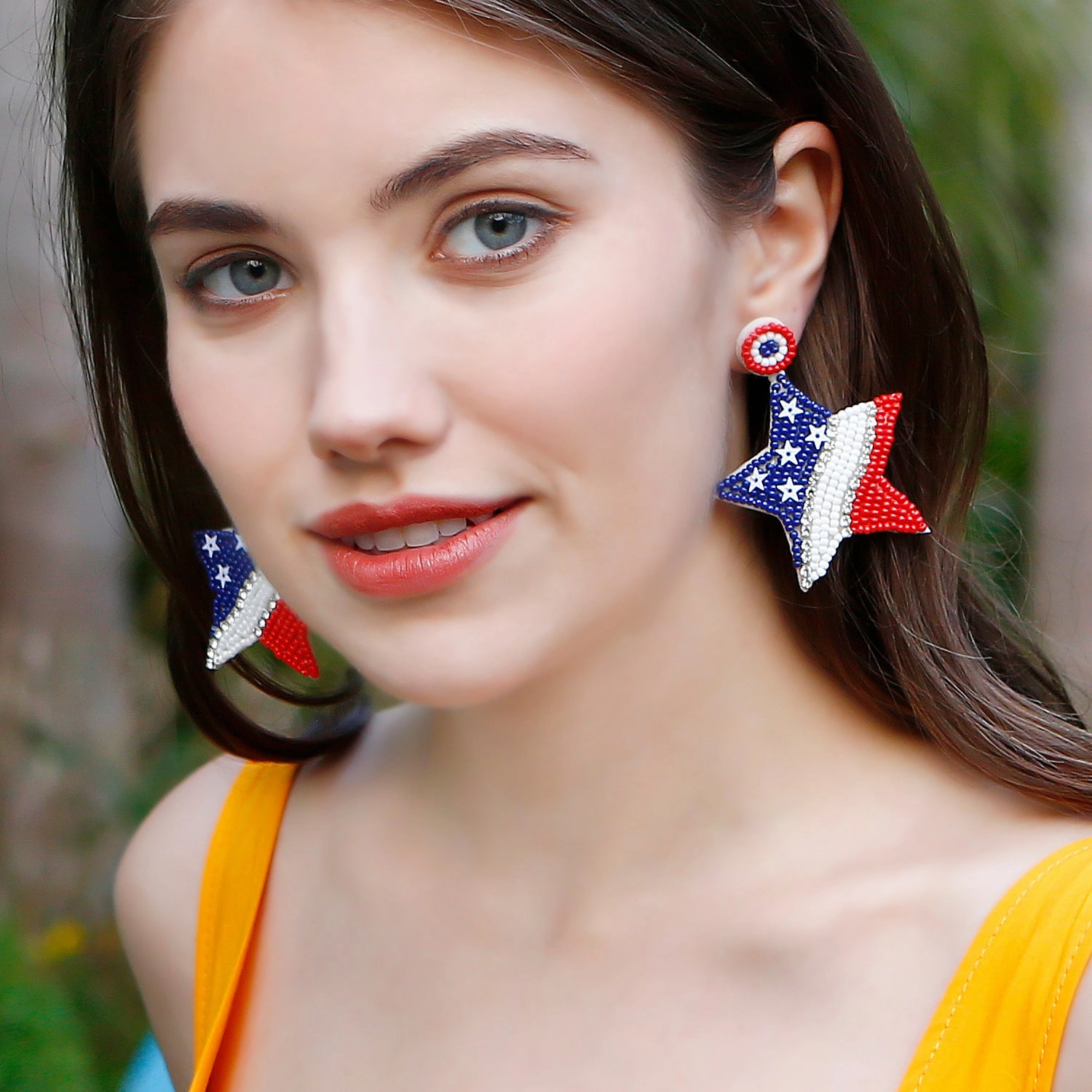 Wholesale Pentagram Independence Day Earrings