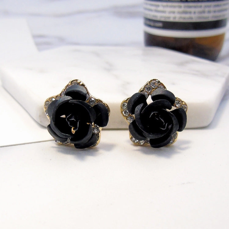 Wholesale Pentagram Inlaid Rose Alloy Earrings