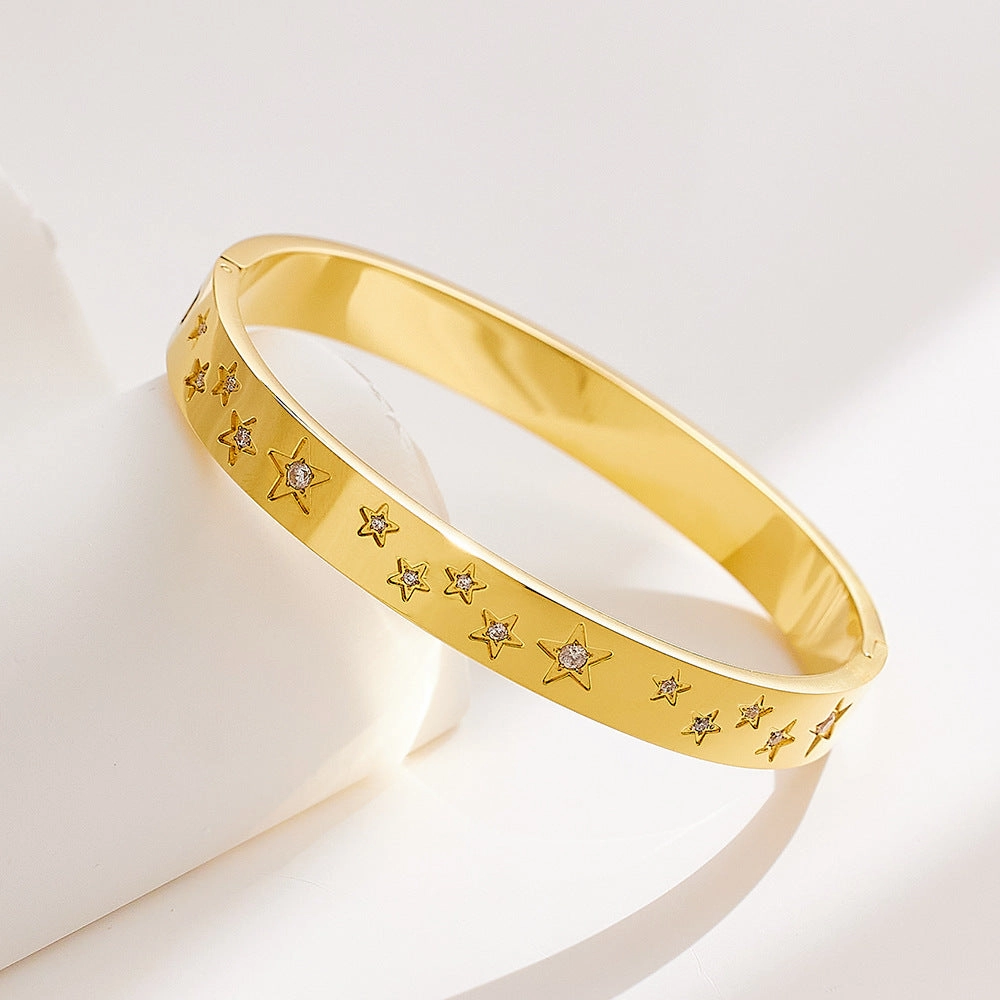 Wholesale Pentagram Zircon Titanium Steel Bracelet