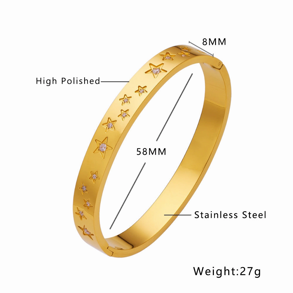 Wholesale Pentagram Zircon Titanium Steel Bracelet