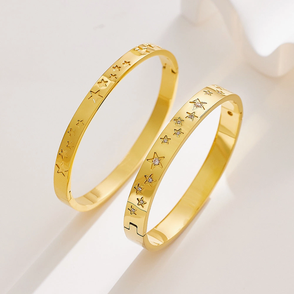 Wholesale Pentagram Zircon Titanium Steel Bracelet