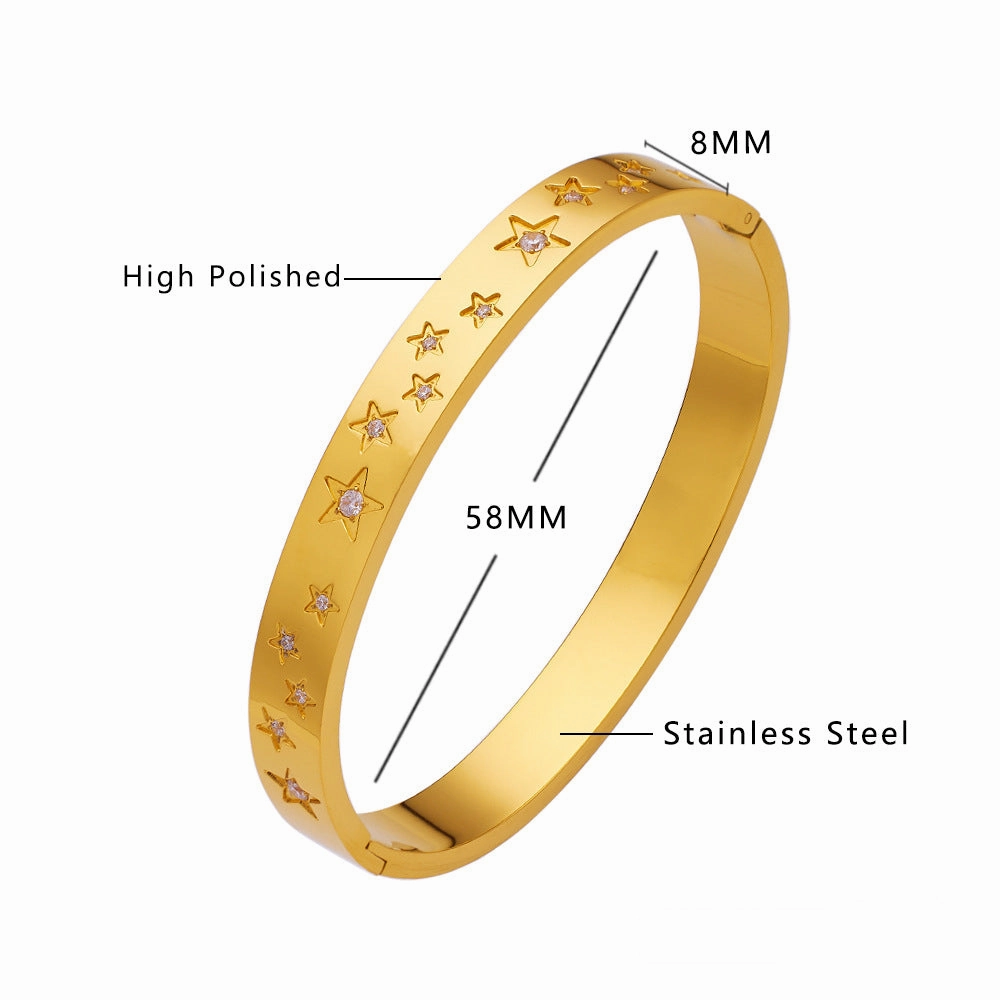 Wholesale Pentagram Zircon Titanium Steel Bracelet
