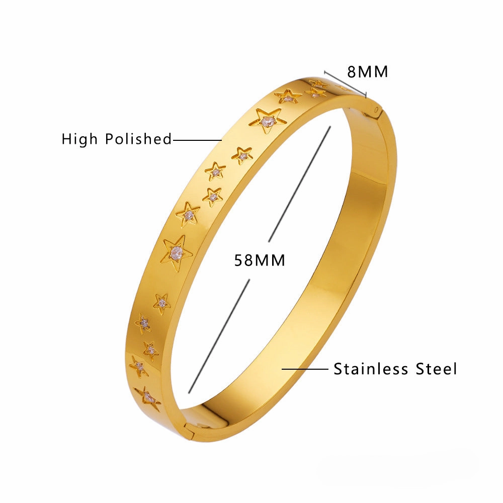 Wholesale Pentagram Zircon Titanium Steel Bracelet