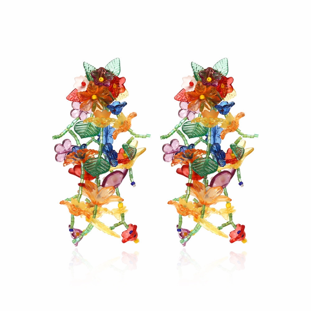 Wholesale Personality Handwoven Flower Tassel Earrings Alloy