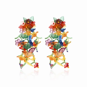 Wholesale Personality Handwoven Flower Tassel Earrings Alloy