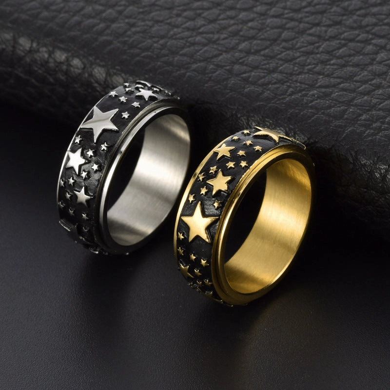 Wholesale Personalized Five-pointed Star Titanium Steel Rotatable Ring