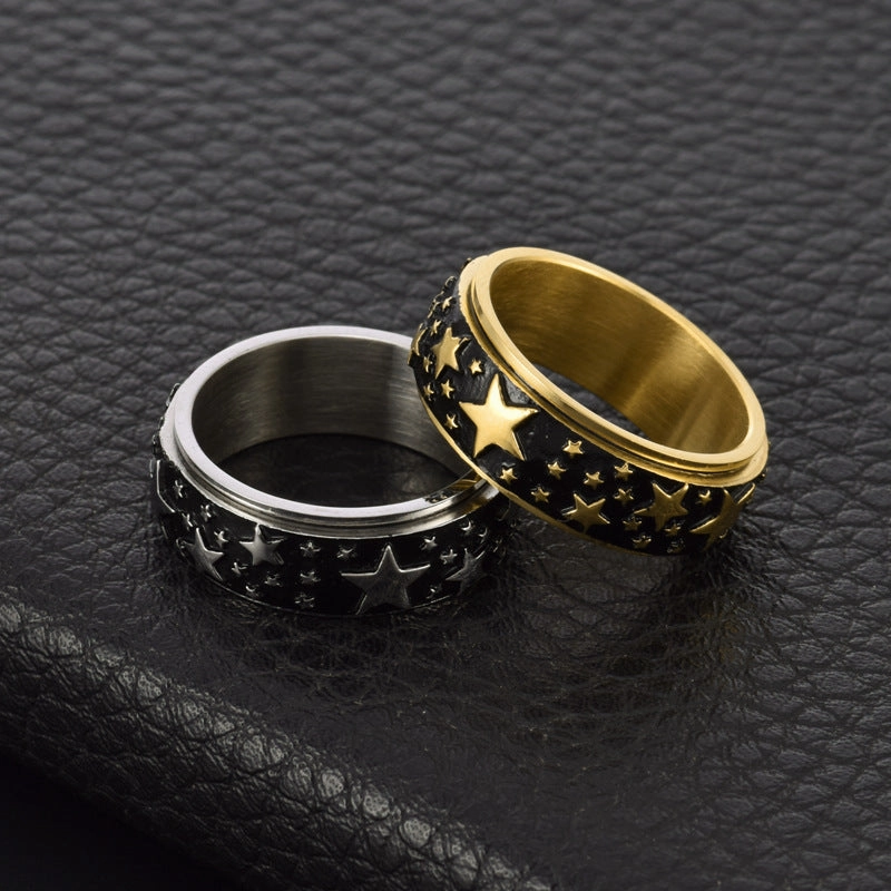 Wholesale Personalized Five-pointed Star Titanium Steel Rotatable Ring