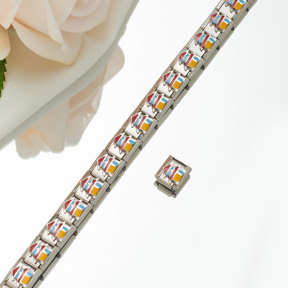 Wholesale Personalized Hand-stitched DIY Pattern Stainless Steel Combination Bracelet