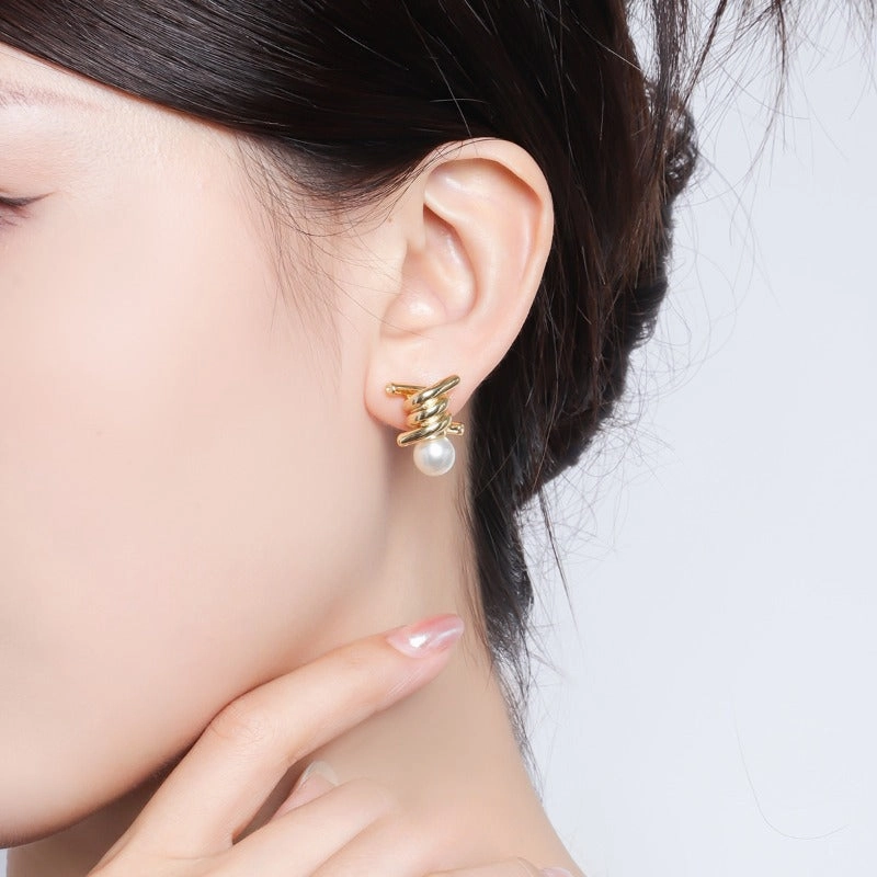 Wholesale Personalized Knotted Pearl Earrings