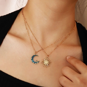 Wholesale Personalized Pearl Sun Moon Necklace Alloy