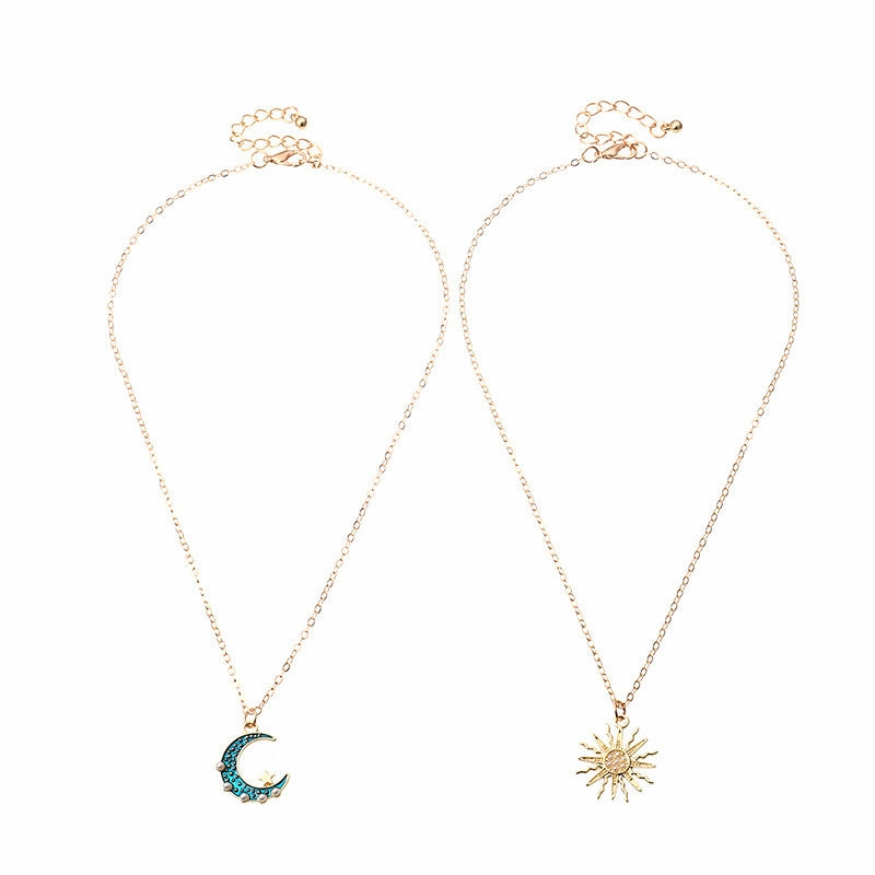 Wholesale Personalized Pearl Sun Moon Necklace Alloy