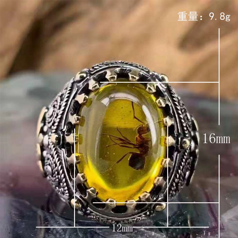 Wholesale Personalized Retro Two tone Black Agate Rings