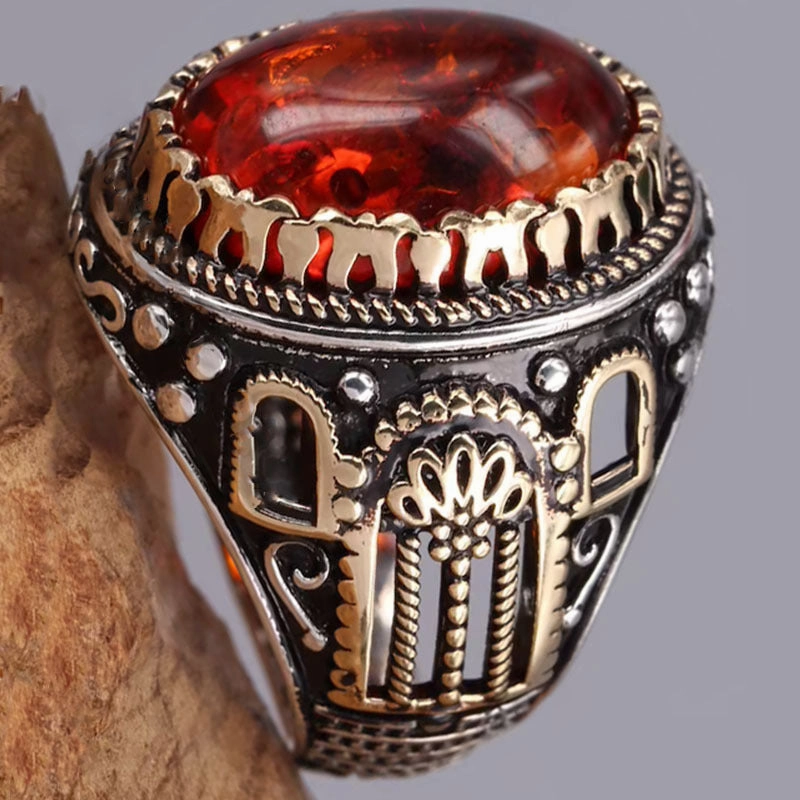 Wholesale Personalized Retro Two tone Black Agate Rings