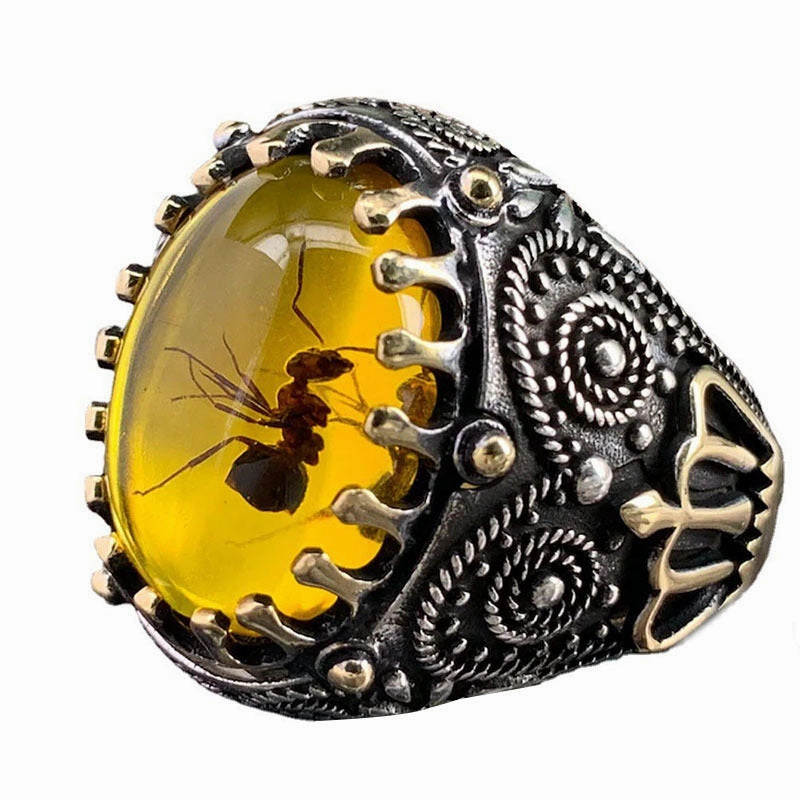 Wholesale Personalized Retro Two tone Black Agate Rings