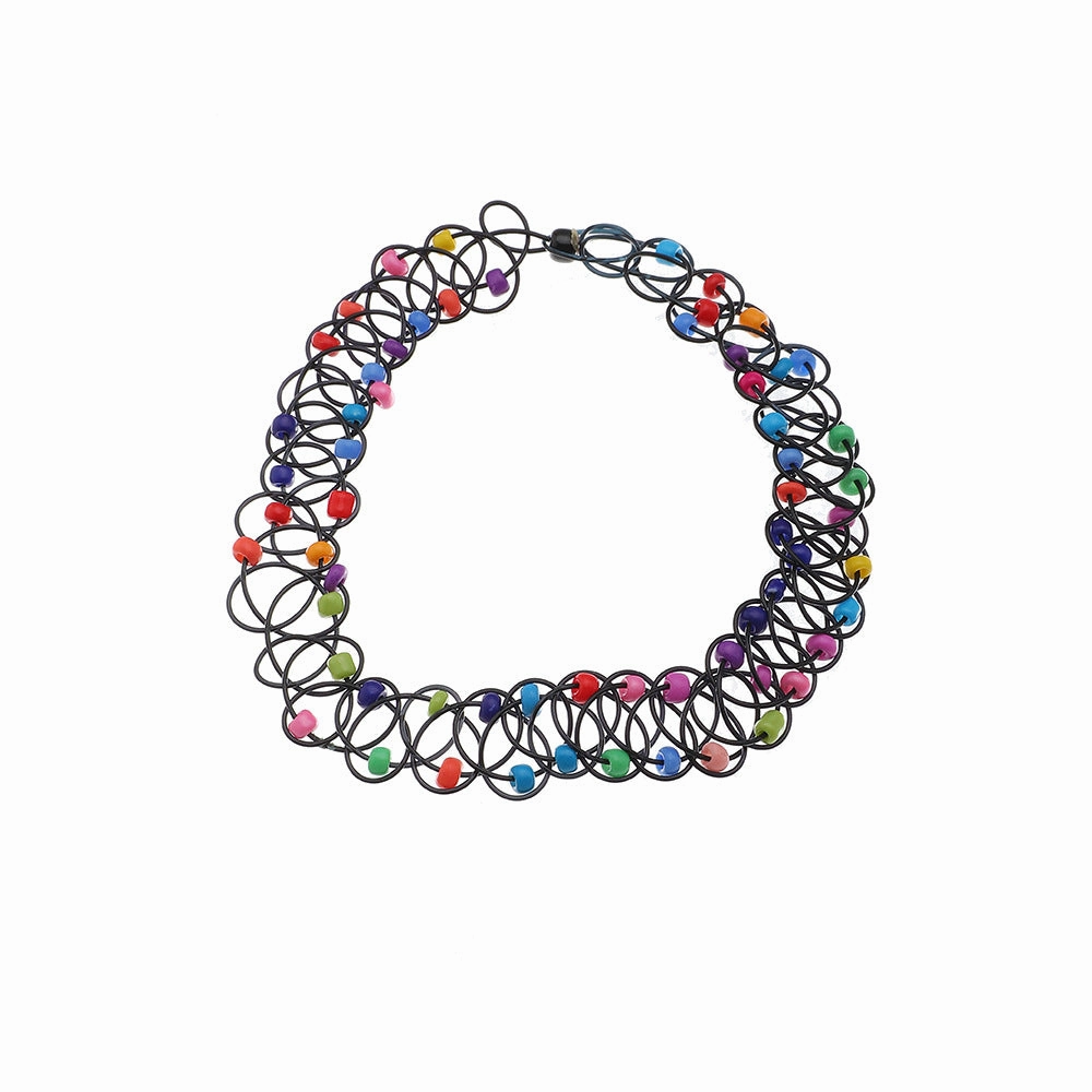 Wholesale Personalized Rice Bead Elastic Necklace Plastic