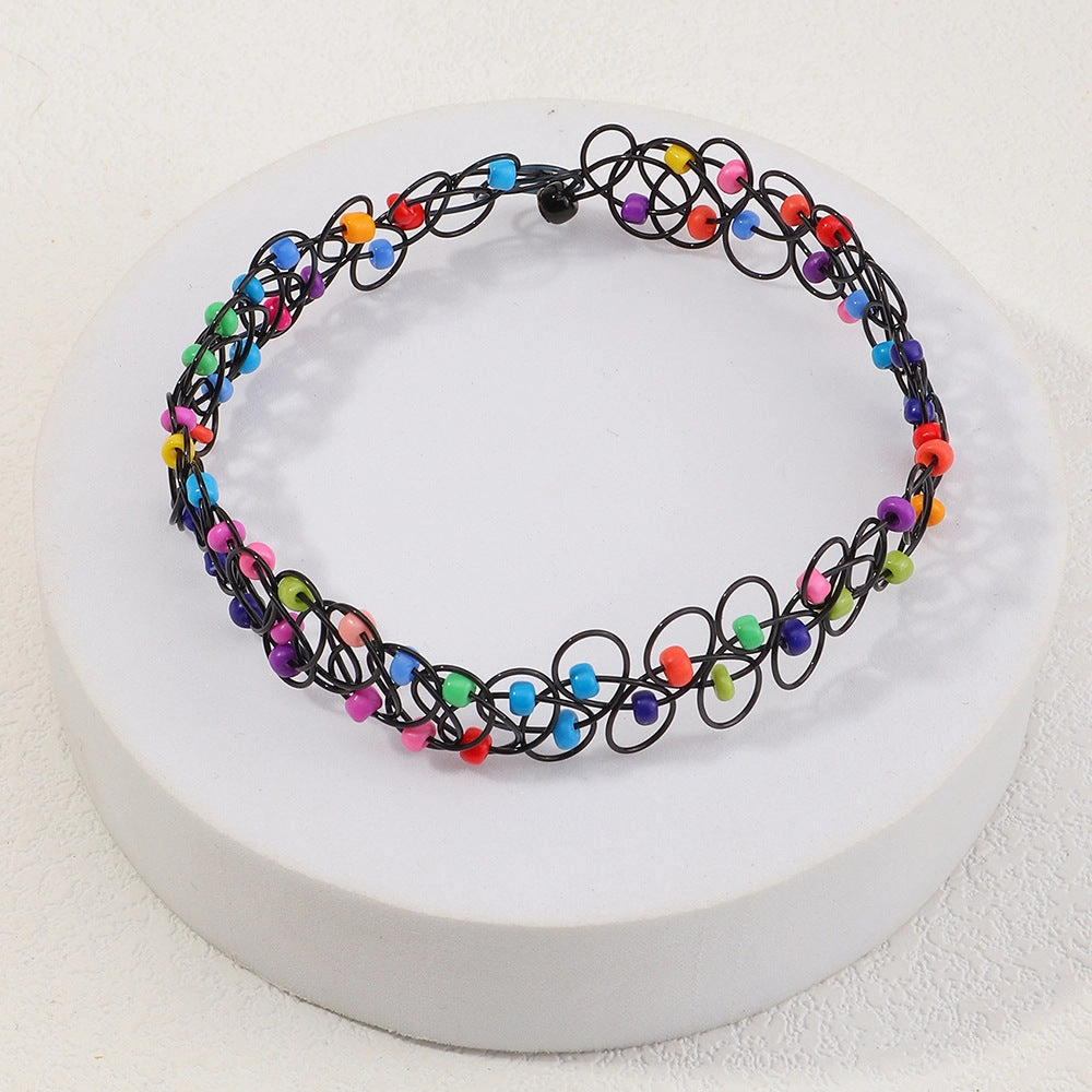 Wholesale Personalized Rice Bead Elastic Necklace Plastic