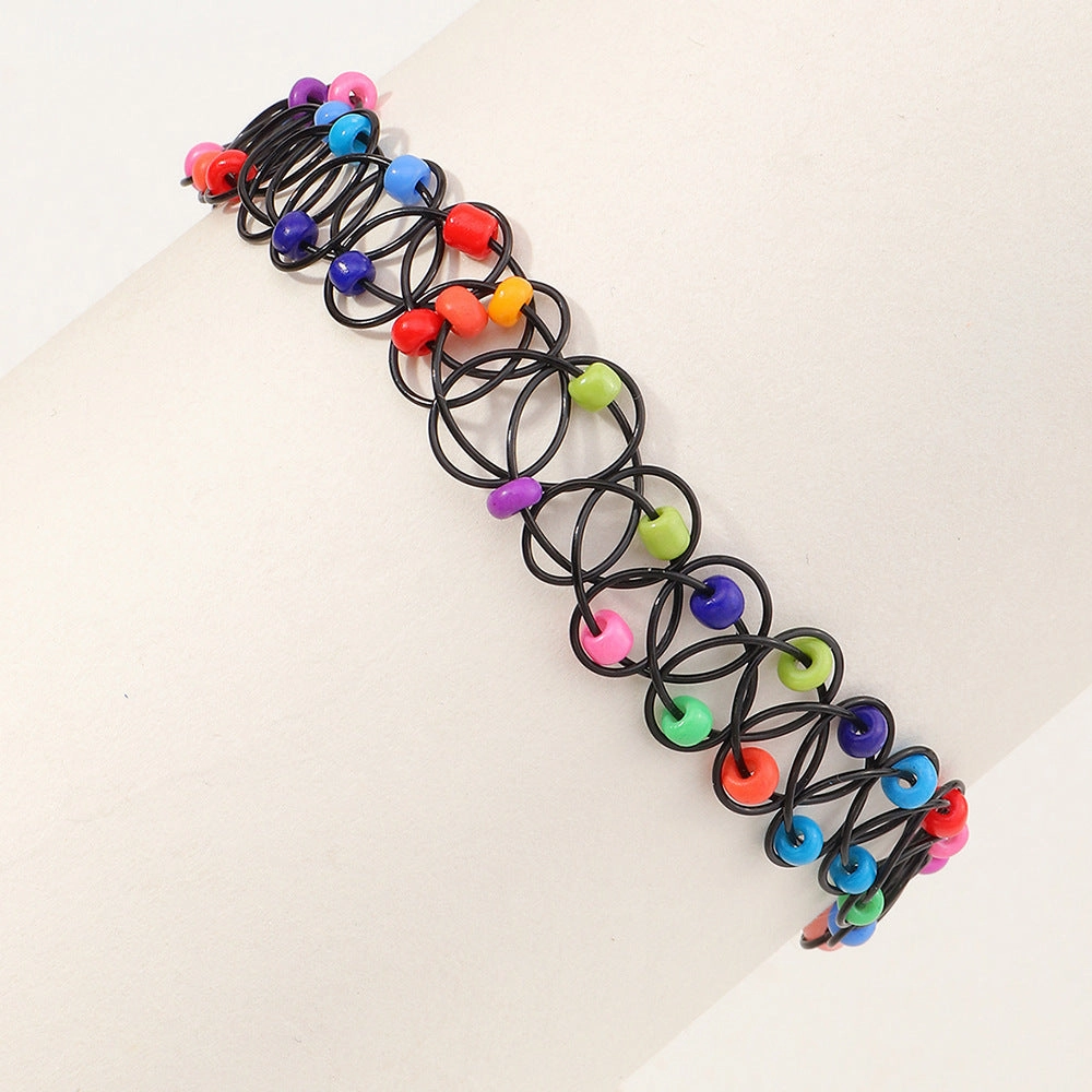 Wholesale Personalized Rice Bead Elastic Necklace Plastic