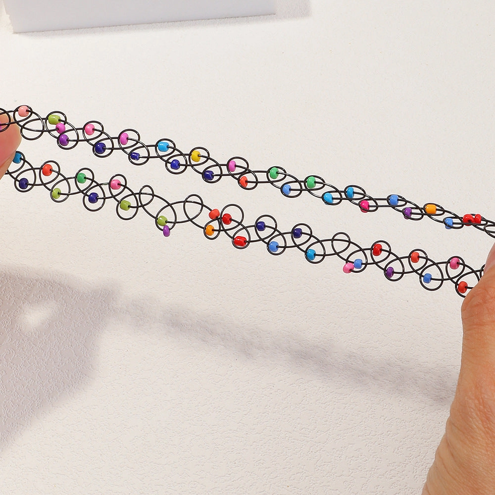 Wholesale Personalized Rice Bead Elastic Necklace Plastic