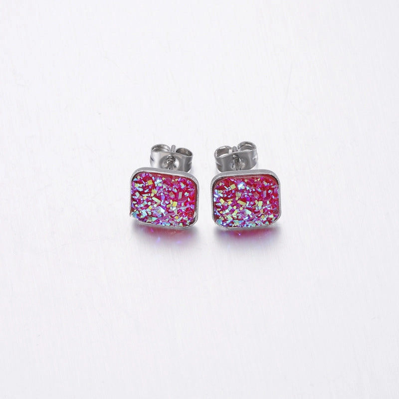 Wholesale personalized sweet multi-standard square baby's breath rhinestone earrings