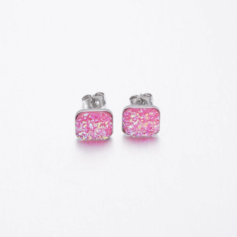 Wholesale personalized sweet multi-standard square baby's breath rhinestone earrings